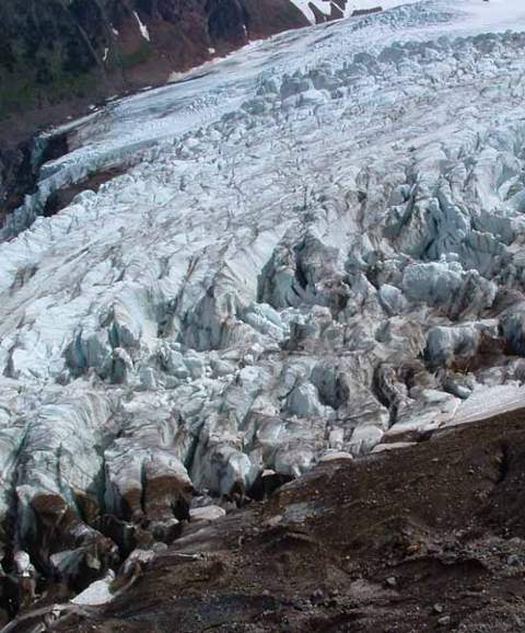 snow pack on trail in North Cascade National Park