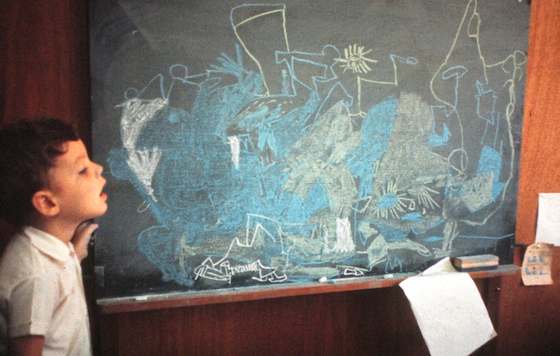 photo of me with a blackboard in my father's office