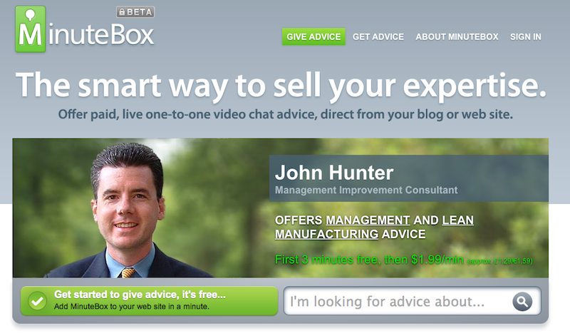 John Hunter minute box feature home page of MInute Box with John Hunter graphic